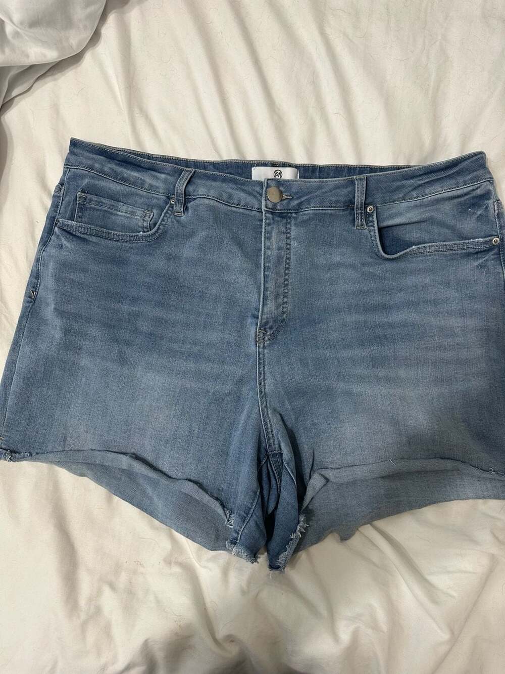 RFM Denim Shorts Size 3X Blue High Rise Raw Hem Plus Size